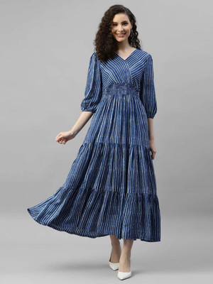 Femvy Flared/A-line Gown(Blue)