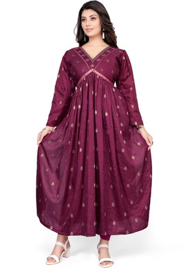 mashhha creation Anarkali Gown(Purple)