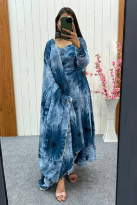 MAHIBHAG CREATION Flared/A-line Gown(Dark Blue)