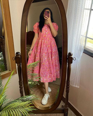 Shivsankar Flared/A-line Gown(Pink, Orange)
