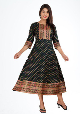SHREEMEERA Anarkali Gown(Dark Green)