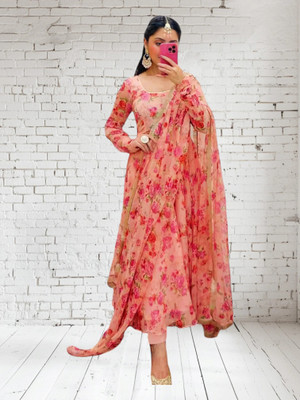 NYALKARAN ENTERPRISE Anarkali Gown(Orange)