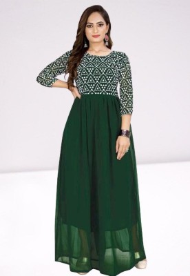 Vrund Enterprise Flared/A-line Gown(Green)