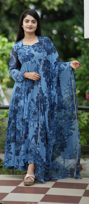RK Creation Flared/A-line Gown(Dark Blue)