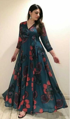 RH CREATION Anarkali Gown(Multicolor)