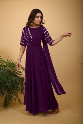 SANCIA Flared/A-line Gown(Purple)