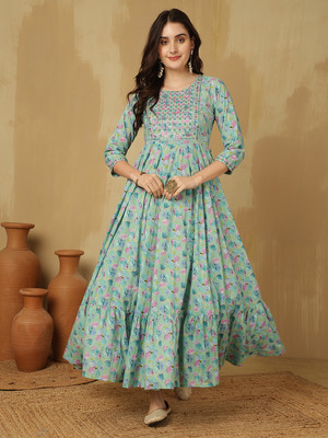 GLAM ROOTS Anarkali Gown(Green)