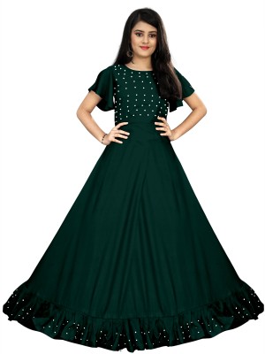 OM TEXTILE Anarkali Gown(Light Green)