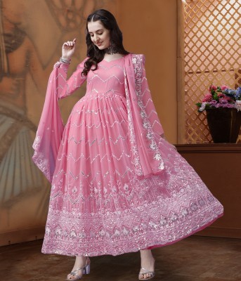 Rudramani Fab Women Embroidered Ethnic Dress Kurta(Pink)