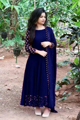 FADIFY FASHION Flared/A-line Gown(Blue)