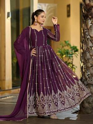 Bhurakhiya Anarkali Gown(Purple)