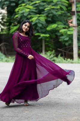 SATINTHRID Anarkali Gown(Black)