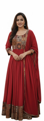 Sylora Anarkali Gown(Red)