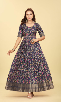 Odd by chansi Trendz Flared/A-line Gown(Dark Blue)