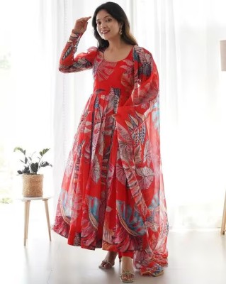 ROYORA FASHION Anarkali Gown(Red)