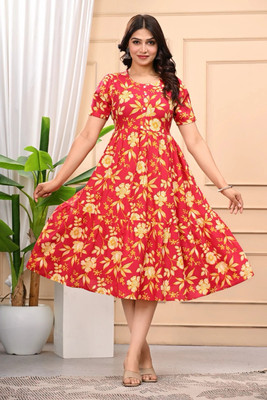 SumanHub Creation Flared/A-line Gown(Red)