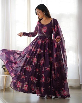 RiddhiTrendes Anarkali Gown(Purple)