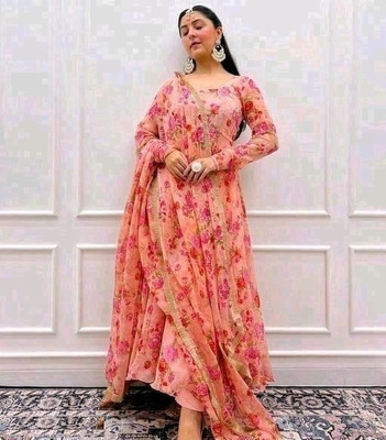 KHODAL MEDICAL AGENCY Anarkali Gown(Pink)