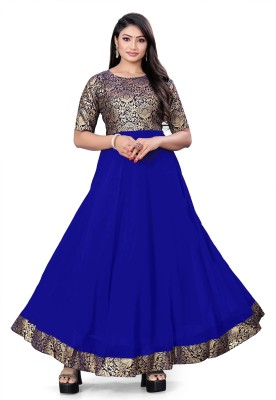 PM ENTERPRISE Anarkali Gown(Blue)