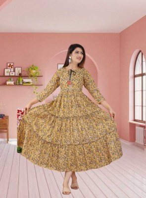 Rosy Pink Anarkali Gown(Yellow)