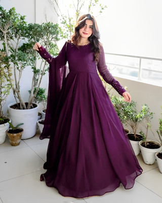 ishvari creation Anarkali Gown(Purple)
