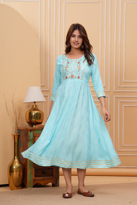PLUSHOP Anarkali Gown(Light Blue)
