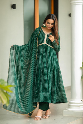 GlimmerGown Anarkali Gown(Green)