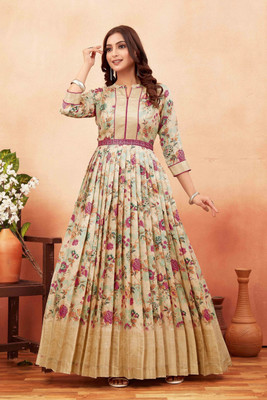 Odd by chansi Trendz Flared/A-line Gown(Beige)