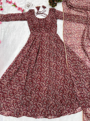 DRI ENTERPRISE Anarkali Gown(Maroon)