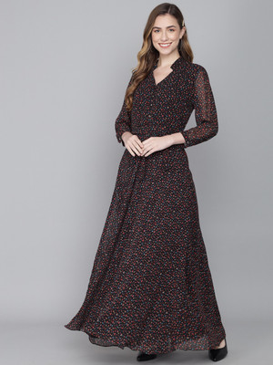 Rudraaksha Flared/A-line Gown(Black)