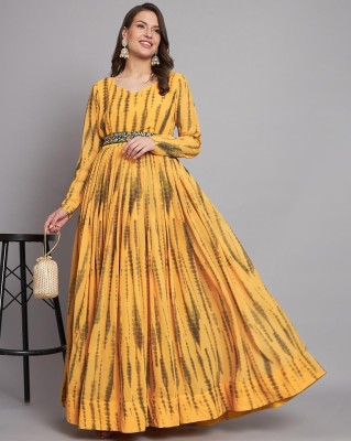 Raiyani Enterprise Women Fit and Flare Yellow Dress