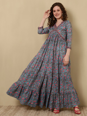 GLAM ROOTS Flared/A-line Gown(Blue)