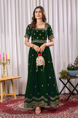 MND CREATION Anarkali Gown(Green)