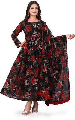 ALISHA FASHION Flared/A-line Gown(Black)