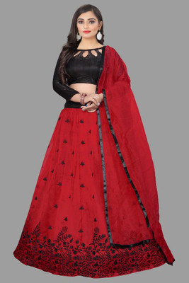 BIPIN FASHION Embroidered Semi Stitched Lehenga Choli(Red)