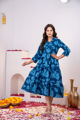 LAXMI CREATIONES Flared/A-line Gown(Blue)