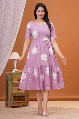 KRISHVINA KURTIES Flared/A-line Gown(Pink)