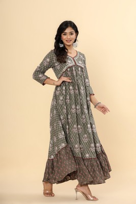 ftDiva Anarkali Gown(Grey)