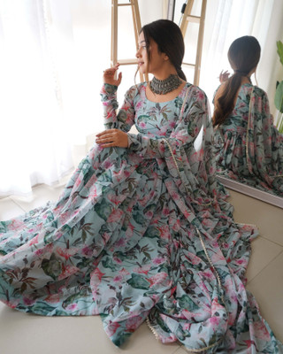 DRI ENTERPRISE Anarkali Gown(Blue)