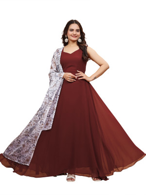 MK WOMENS Flared/A-line Gown(Maroon)