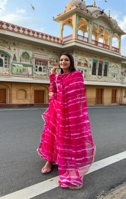 MBI CREATION Anarkali Gown(Pink)