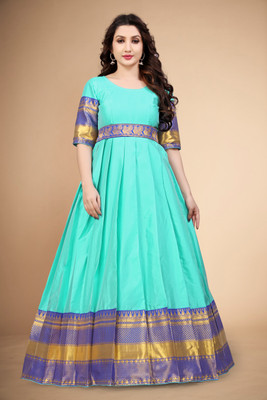 SHREE CREATION Flared/A-line Gown(Blue)