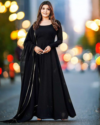 PARV ENTERPRISE Anarkali Gown(Black)