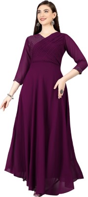 SATINTHRID Flared/A-line Gown(Purple)