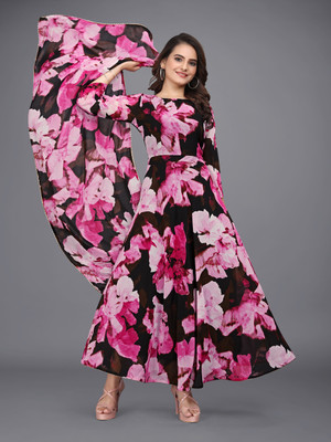 Kriyu fashion Flared/A-line Gown(Pink)