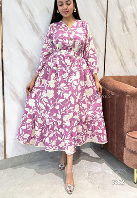 Sandeep Enterprises Anarkali Gown(Pink)