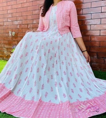 Fashion2wear Anarkali Gown(Pink)