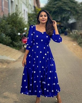 JE BHAGVAN CREATION Anarkali Gown(Blue)