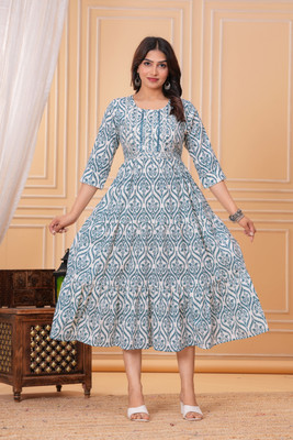 tulsi fab Flared/A-line Gown(Blue)