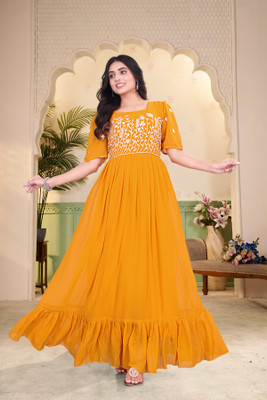 GM EXPORT Anarkali Gown(Pink)